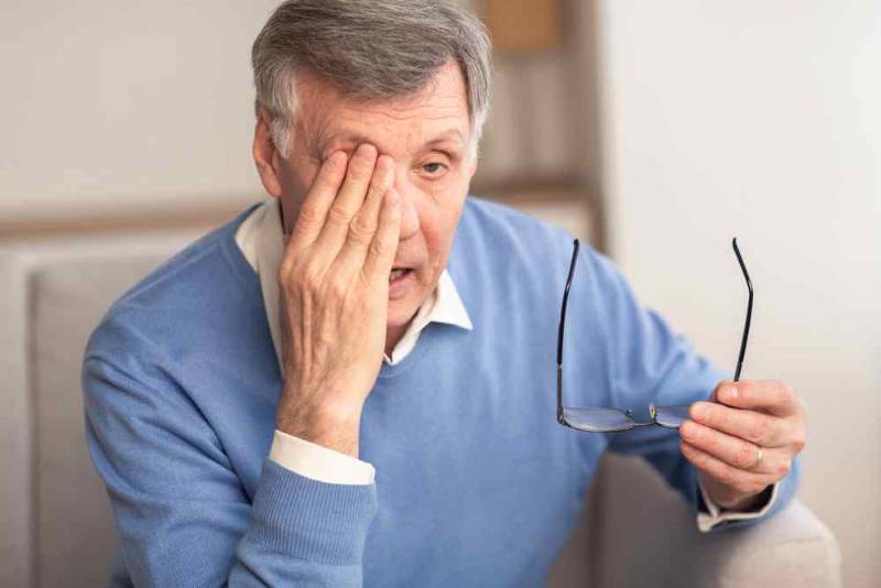 Illustration showing how elevated eye pressure can damage the optic nerve.