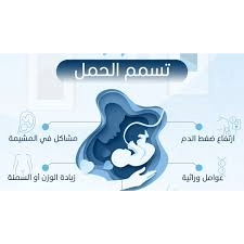  Illustration showing a pregnant mother holding her belly with an image of an embryo inside, surrounded by visual icons representing possible causes of preeclampsia such as high blood pressure, kidney problems, and poor placental blood flow