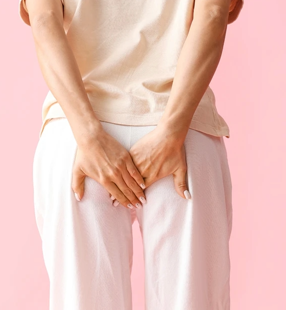 A medical illustration showing the location of hemorrhoids in the rectal area, highlighting swollen veins